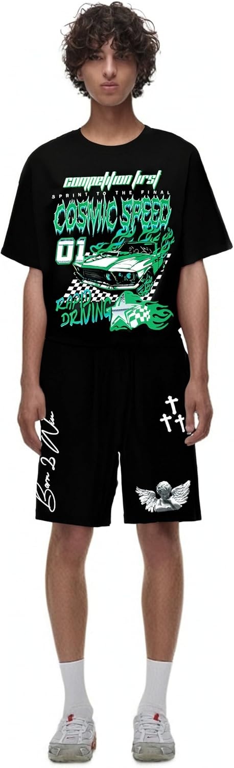 image:imageGORGLITTER Mens Graphic Shorts Y2K Basketball Baggy Cool Rave Drawstring Waist Vintage Track Gym Running Workout ShortsBlack Drawstring
