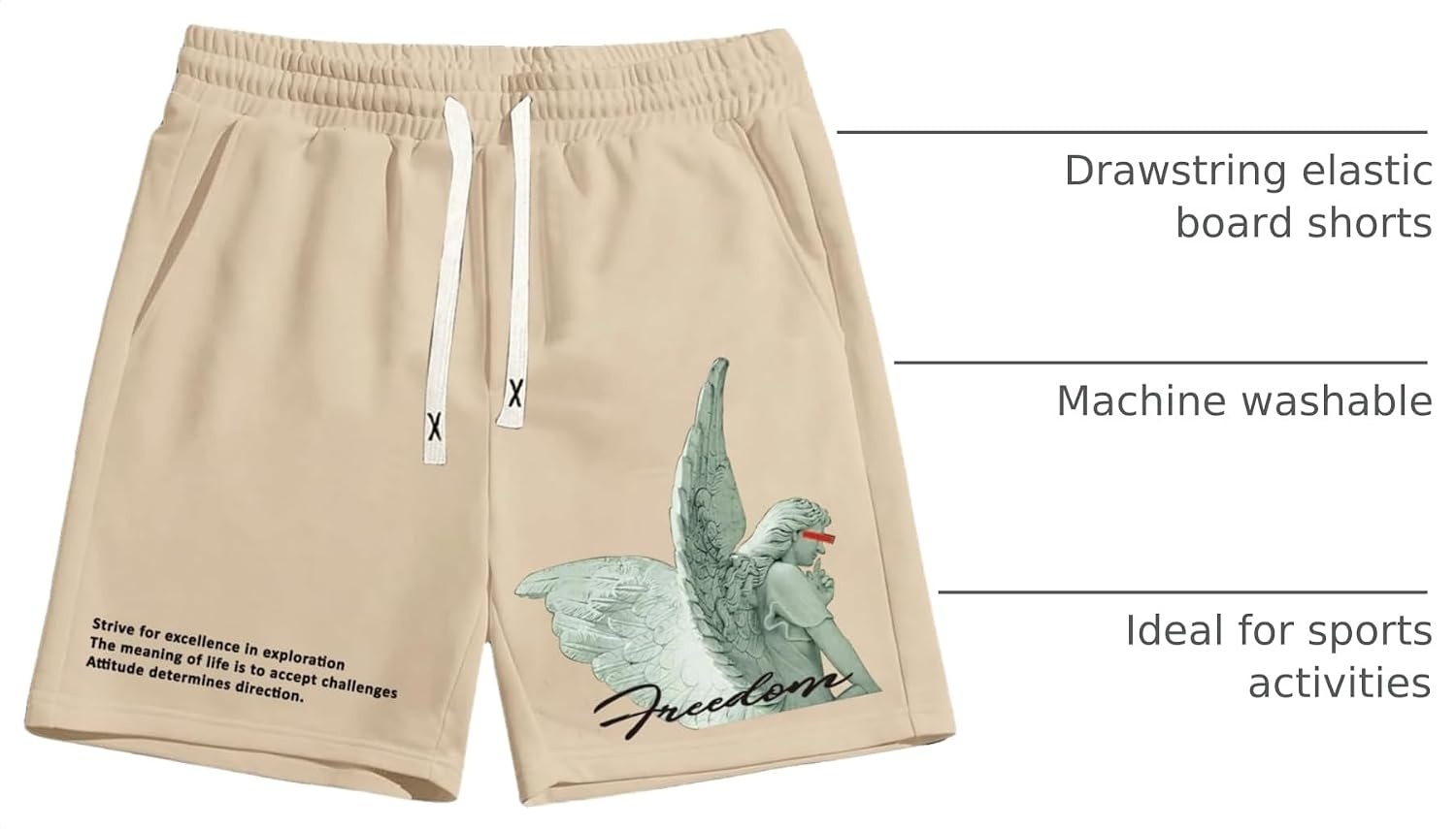image:imageGORGLITTER Mens Graphic Shorts Y2K Basketball Baggy Cool Rave Drawstring Waist Vintage Track Gym Running Workout ShortsGraphic Khaki