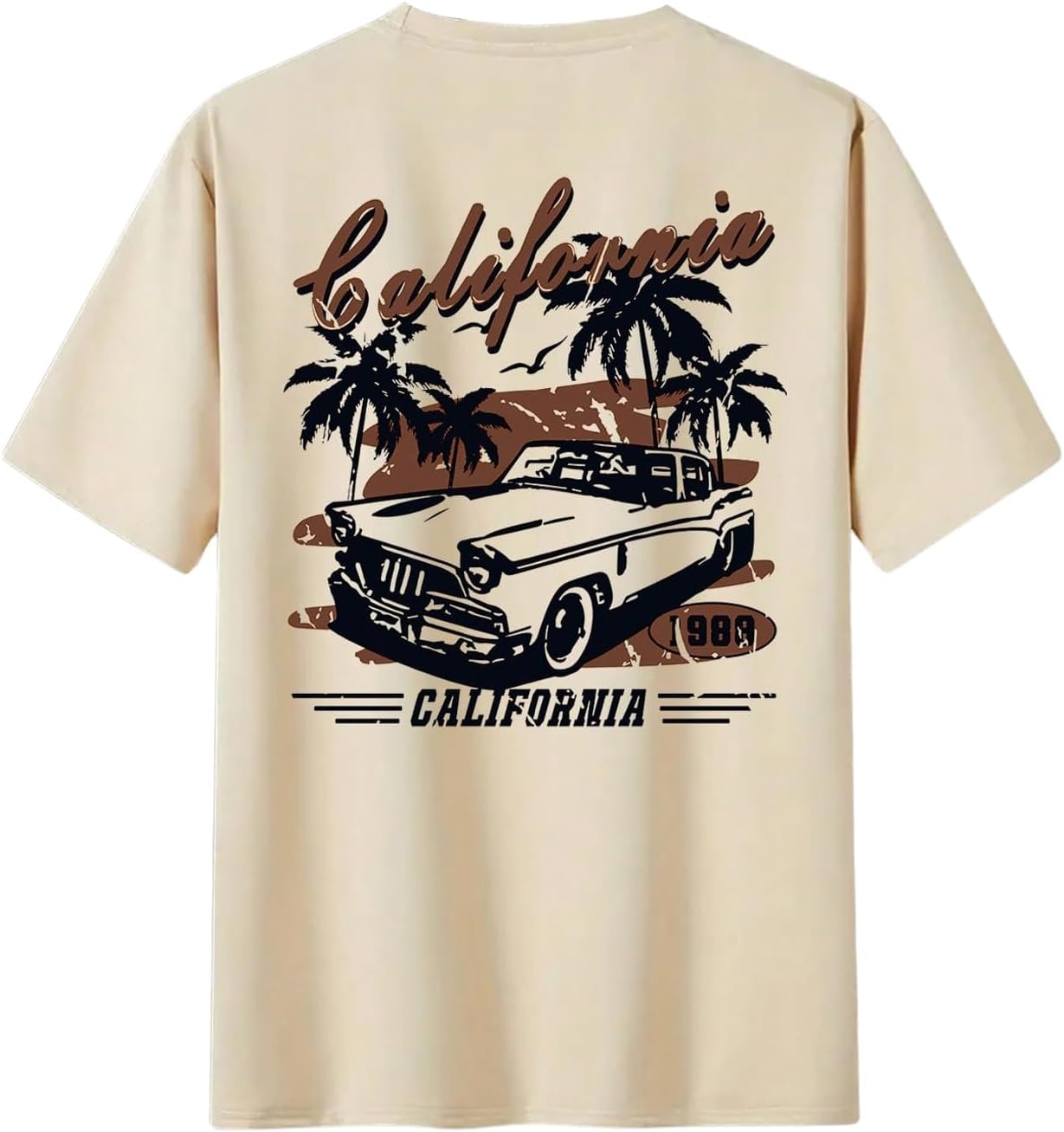 image:imageGORGLITTER Mens Vintage Graphic TShirt Oversized Crewneck Short Sleeve Tee Retro Print Casual Summer Streetwear TopApricot