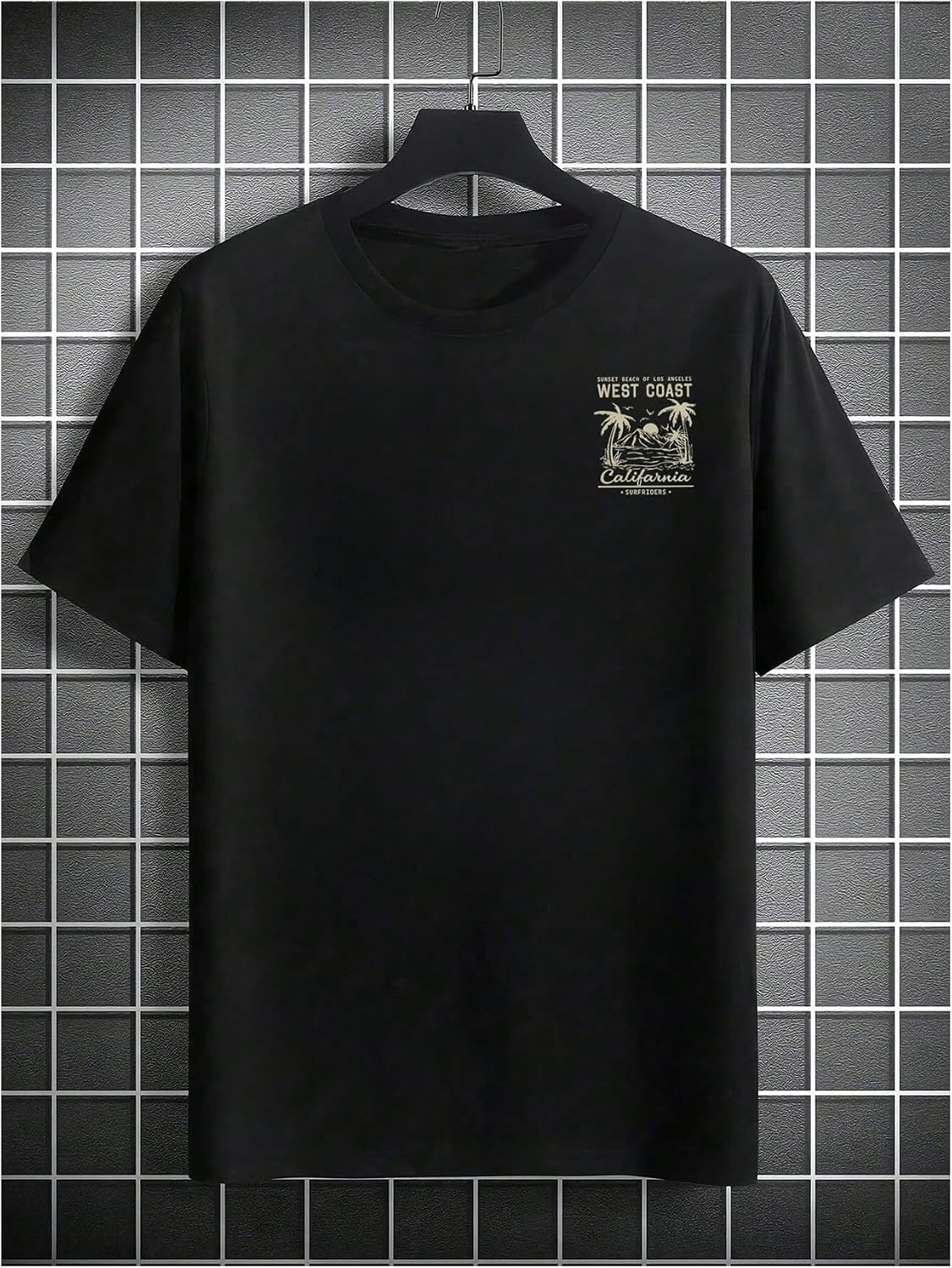 image:imageGORGLITTER Mens Vintage Graphic TShirt Oversized Crewneck Short Sleeve Tee Retro Print Casual Summer Streetwear TopBlack Tropical  Letter