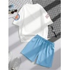 image:imageGORGLITTER Mens 2 Piece Outfit Set Graphic TShirt amp Drawstring Shorts SetLight Blue