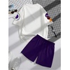 image:imageGORGLITTER Mens 2 Piece Outfit Set Graphic TShirt amp Drawstring Shorts SetWhite and Purple