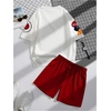 image:imageGORGLITTER Mens 2 Piece Outfit Set Graphic TShirt amp Drawstring Shorts SetWhite and Red