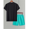 image:imageGORGLITTER Mens 2 Piece Outfits Embroidery Graphic T Shirt and Shorts SetsBlack and Green