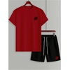 image:imageGORGLITTER Mens 2 Piece Outfits Embroidery Graphic T Shirt and Shorts SetsRed and Black