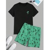 image:imageGORGLITTER Mens 2 Piece Short Set Hawaiian Cruise Beach Vacation OutfitsBlack  Green