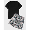 image:imageGORGLITTER Mens 2 Piece Short Set Hawaiian Cruise Beach Vacation OutfitsBlack Leaf and Butterfly