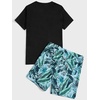 image:imageGORGLITTER Mens 2 Piece Short Set Hawaiian Cruise Beach Vacation OutfitsBlack and Green
