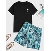 image:imageGORGLITTER Mens 2 Piece Short Set Hawaiian Cruise Beach Vacation OutfitsBlack and Green