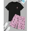 image:imageGORGLITTER Mens 2 Piece Short Set Hawaiian Cruise Beach Vacation OutfitsBlack and Light Pink