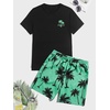 image:imageGORGLITTER Mens 2 Piece Short Set Hawaiian Cruise Beach Vacation OutfitsBlack and Mint Green