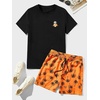 image:imageGORGLITTER Mens 2 Piece Short Set Hawaiian Cruise Beach Vacation OutfitsBlack and Orange