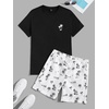 image:imageGORGLITTER Mens 2 Piece Short Set Hawaiian Cruise Beach Vacation OutfitsBlack and White