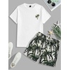 image:imageGORGLITTER Mens 2 Piece Short Set Hawaiian Cruise Beach Vacation OutfitsWhite Tree