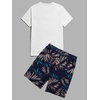 image:imageGORGLITTER Mens 2 Piece Short Set Hawaiian Cruise Beach Vacation OutfitsWhite and Navy Blue Leaf