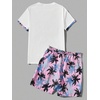 image:imageGORGLITTER Mens 2 Piece Short Set Hawaiian Cruise Beach Vacation OutfitsWhite and Pink Contrast Trim