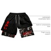 image:imageGORGLITTER Mens 2 in 1 Anime Graphic Gym Shorts Basketball Workout ShortsBlack Japanese Letter