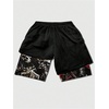 image:imageGORGLITTER Mens 2 in 1 Anime Graphic Gym Shorts Basketball Workout ShortsBlack Japanese Letter