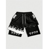 image:imageGORGLITTER Mens 2 in 1 Anime Graphic Gym Shorts Basketball Workout ShortsBlack Japanese Letters