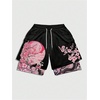 image:imageGORGLITTER Mens 2 in 1 Anime Graphic Gym Shorts Basketball Workout ShortsBlack and Pink