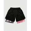 image:imageGORGLITTER Mens 2 in 1 Anime Graphic Gym Shorts Basketball Workout ShortsBlack and Pink