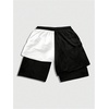 image:imageGORGLITTER Mens 2 in 1 Anime Graphic Gym Shorts Basketball Workout ShortsMulticolor Black and White