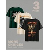 image:imageGORGLITTER Mens 3 Pack Vintage Graphic Tee Shirt Short Sleeve TShirtsBeige Black Green