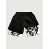 image:imageGORGLITTER Mens Anime Gym 2 in 1 Graphic Workout Basketball Running ShortsBlack Cartoon