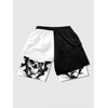 image:imageGORGLITTER Mens Anime Gym 2 in 1 Graphic Workout Basketball Running ShortsBlack and White Graphic