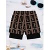 image:imageGORGLITTER Mens Anime Gym 2 in 1 Graphic Workout Basketball Running ShortsBrown