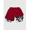 image:imageGORGLITTER Mens Anime Gym 2 in 1 Graphic Workout Basketball Running ShortsRed Black White