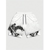 image:imageGORGLITTER Mens Anime Gym 2 in 1 Graphic Workout Basketball Running ShortsWhite