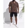 image:imageGORGLITTER Mens Big and Tall Leopard Print Short Sleeve Button Up ShirtBrown