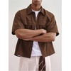 image:imageGORGLITTER Mens Boxy Cropped Shirt Button Up Collared Y2K Cool StreetwearKhaki