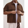 image:imageGORGLITTER Mens Boxy Cropped Shirt Button Up Collared Y2K Cool StreetwearKhaki