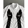 image:imageGORGLITTER Mens Boxy Cropped Shirts Button Up Y2K Graphic Baggy StreetwearBlack and White