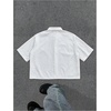 image:imageGORGLITTER Mens Boxy Cropped Shirts Button Up Y2K Graphic Baggy StreetwearWhite