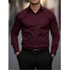 image:imageGORGLITTER Mens Business Dress Shirts Button Up Long Sleeve Formal ShirtBurgundy