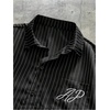 image:imageGORGLITTER Mens Button Down Cropped Shirts Striped Long Sleeve Crop TopsBlack