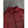 image:imageGORGLITTER Mens Button Down Cropped Shirts Striped Long Sleeve Crop TopsRed