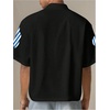 image:imageGORGLITTER Mens Button Up Cropped Shirt Boxy Y2K Cool Streetwear Crop TopBlack and Blue