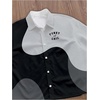 image:imageGORGLITTER Mens Button Up Cropped Shirt Boxy Y2K Cool Streetwear Crop TopBlack and Grey