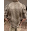 image:imageGORGLITTER Mens Cropped Shirt Button Up Plaid Boxy Short Sleeve Crop TopBrown