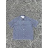 image:imageGORGLITTER Mens Cropped Shirt Button Up Plaid Boxy Short Sleeve Crop TopWhite and Blue