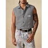 image:imageGORGLITTER Mens Cropped Shirt Button Up Sleeveless Boxy Y2K Vest TopsBlack and White
