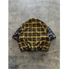image:imageGORGLITTER Mens Cropped Shirt Casual Button Up Plaid Boxy Oversized Collar Short Sleeve Checkered Crop Tops StreetwearYellow