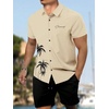 image:imageGORGLITTER Mens Cruise Summer Beach 2 Piece Outfits Matching Shorts SetKhaki and Black