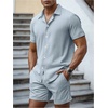 image:imageGORGLITTER Mens Cruise Vacation Outfits 2 Piece Causal Summer Shorts SetsGrey