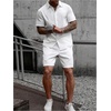 image:imageGORGLITTER Mens Cruise Vacation Outfits 2 Piece Causal Summer Shorts SetsPlain White