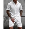 image:imageGORGLITTER Mens Cruise Vacation Outfits 2 Piece Causal Summer Shorts SetsPlain White